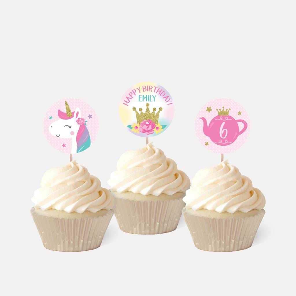 Printable Princess Tea Kids Party Cupcake Topper Template | Hadley ...