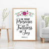 Floral Psalm 16:11 Wall Art Christian Home Decor Sign Printable Template