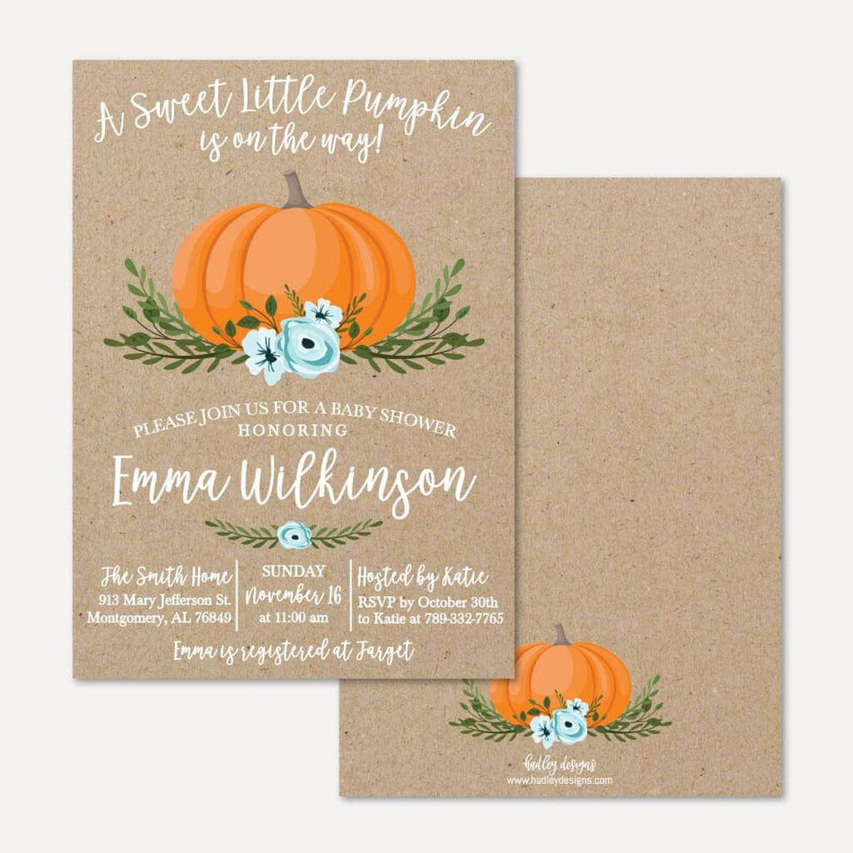 Pumpkin Boy Baby Shower Invitation Printable Template
