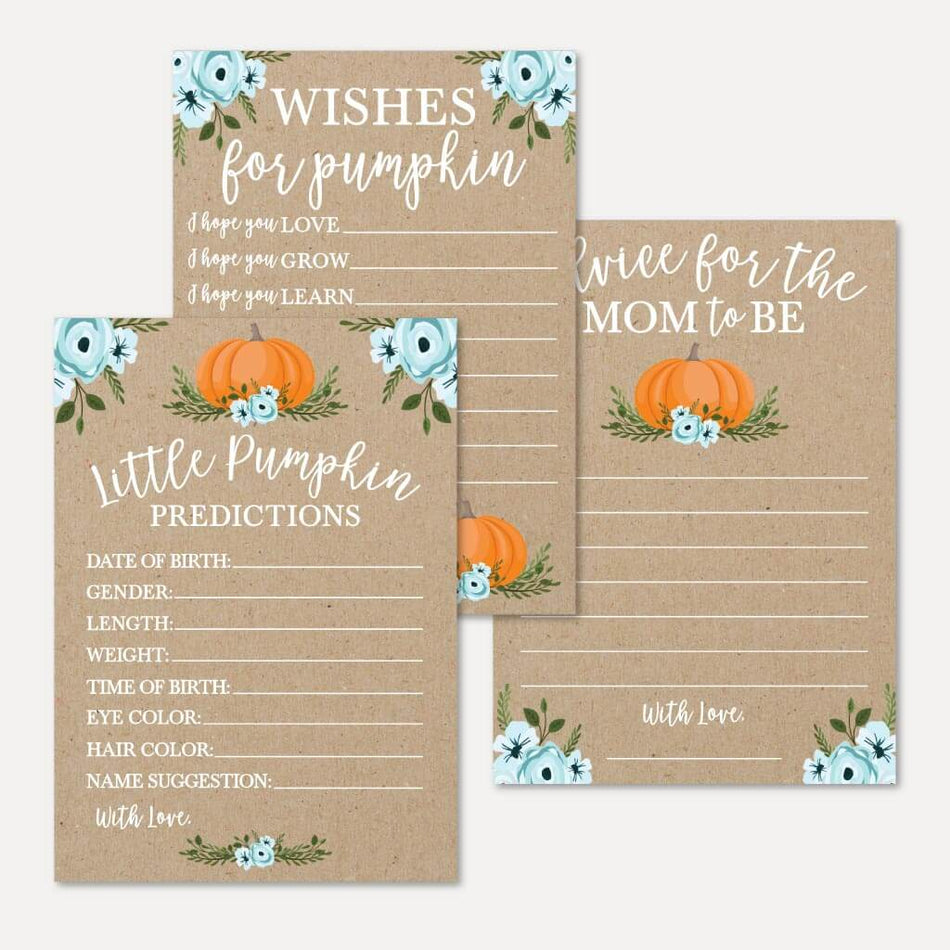 Pumpkin Boy Baby Shower Prediction Advice Wishes Bundle Printable Template