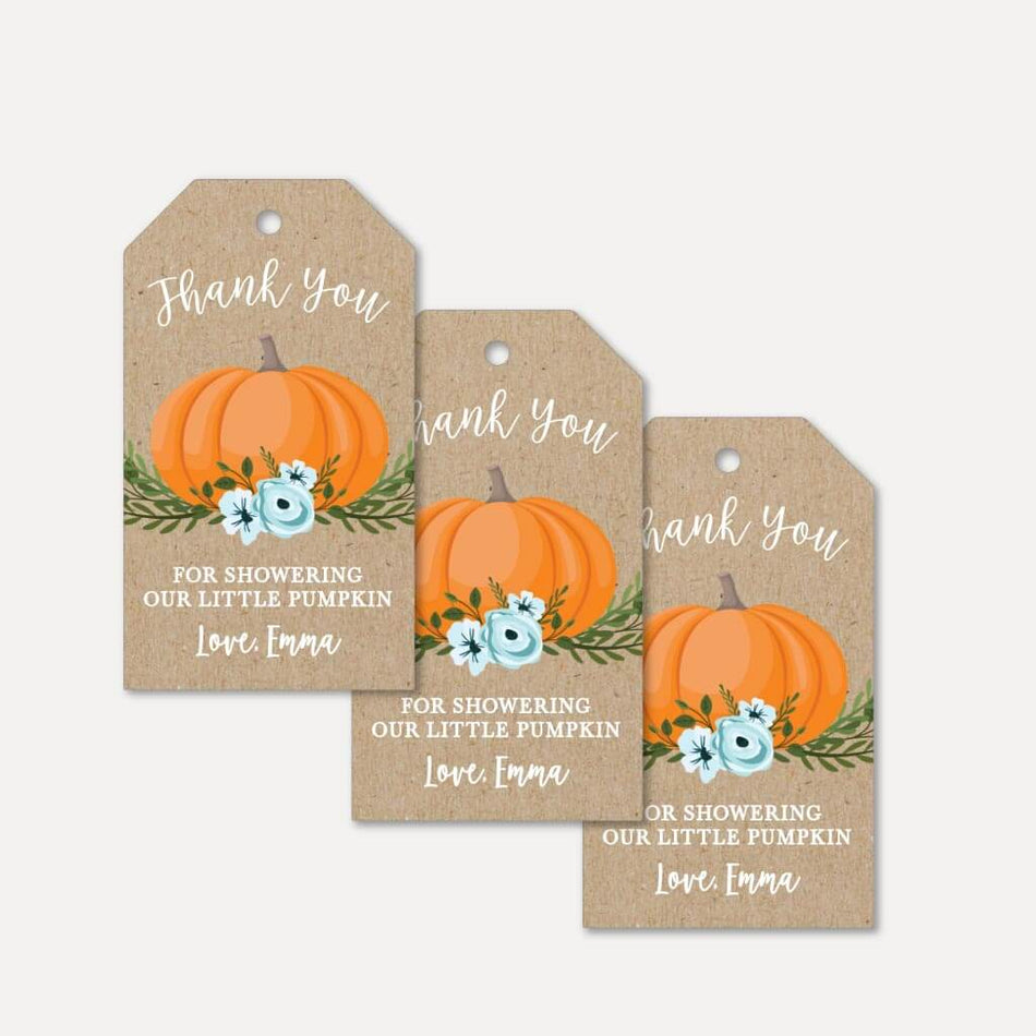 Printable Pumpkin Boy Baby Shower Thank You Favor Tags Template ...