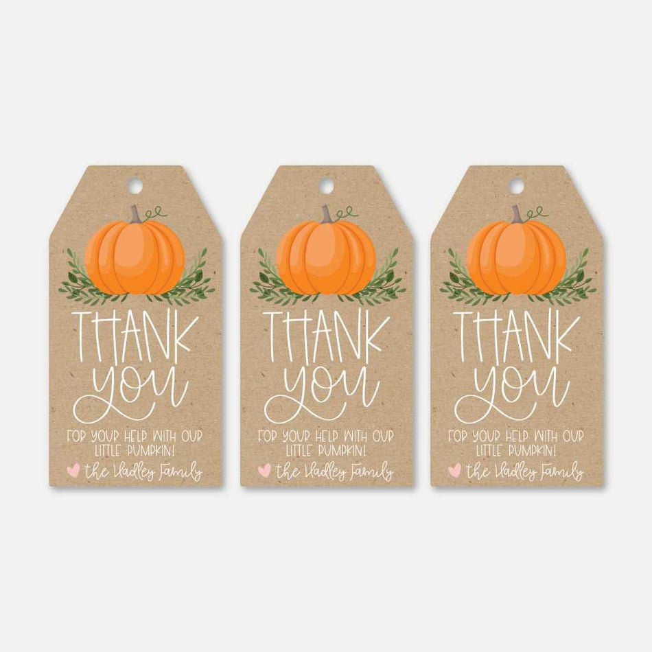 Thank You Pumpkin Gift Tags Printable Template