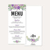Purple Floral Arch Wedding Menu Printable Template