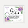 Purple Floral Arch Wedding Bar Drinks Sign Printable Template