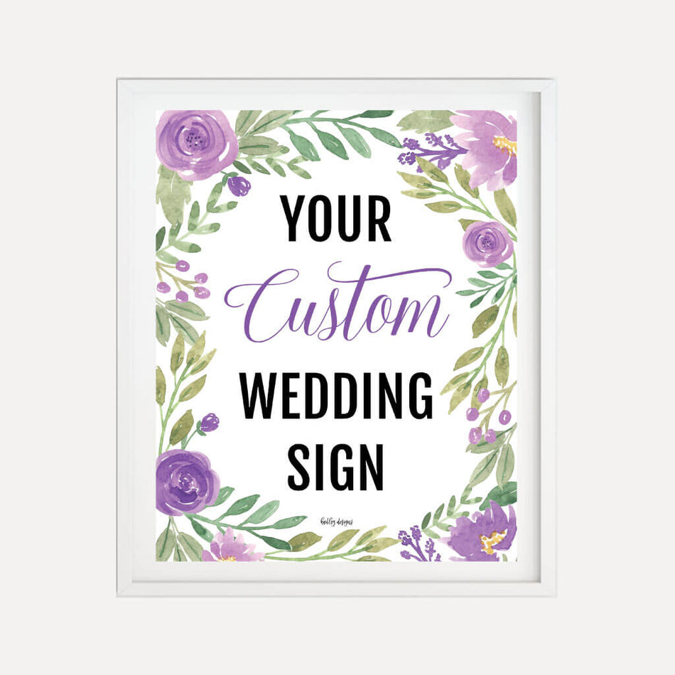 Purple Floral Arch Wedding Custom Sign Printable Template