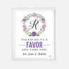 Purple Floral Arch Wedding Favors Sign Printable Template