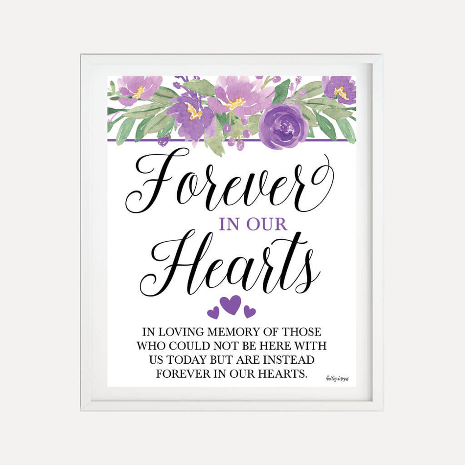 Purple Floral Arch Wedding Loving Memory Sign Printable Template