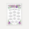 Purple Floral Arch Wedding Seating Chart Plan Sign Printable Template