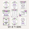 Purple Floral Arch Wedding Sign Set Printable Templates