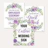 Purple Floral Arch Wedding Sign Set Printable Templates