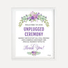 Purple Floral Arch Wedding Unplugged Ceremony Sign Printable Template