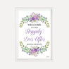Purple Floral Arch Wedding Welcome Sign Printable Template