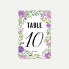 Purple Floral Arch Wedding Table Numbers Printable Template