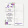 Purple Floral Rustic Wedding Menu Printable Template