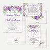 Purple Floral Rustic Wedding Invitation Suite Printable Template