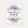 Purple Floral Rustic Wedding Hashtag Sign Printable Template