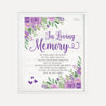 Purple Floral Rustic Wedding Loving Memory Sign Printable Template
