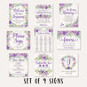 Purple Floral Rustic Wedding Sign Set Printable Template