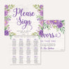 Purple Floral Rustic Wedding Sign Set Printable Template