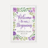 Purple Floral Rustic Wedding Welcome Sign Printable Template