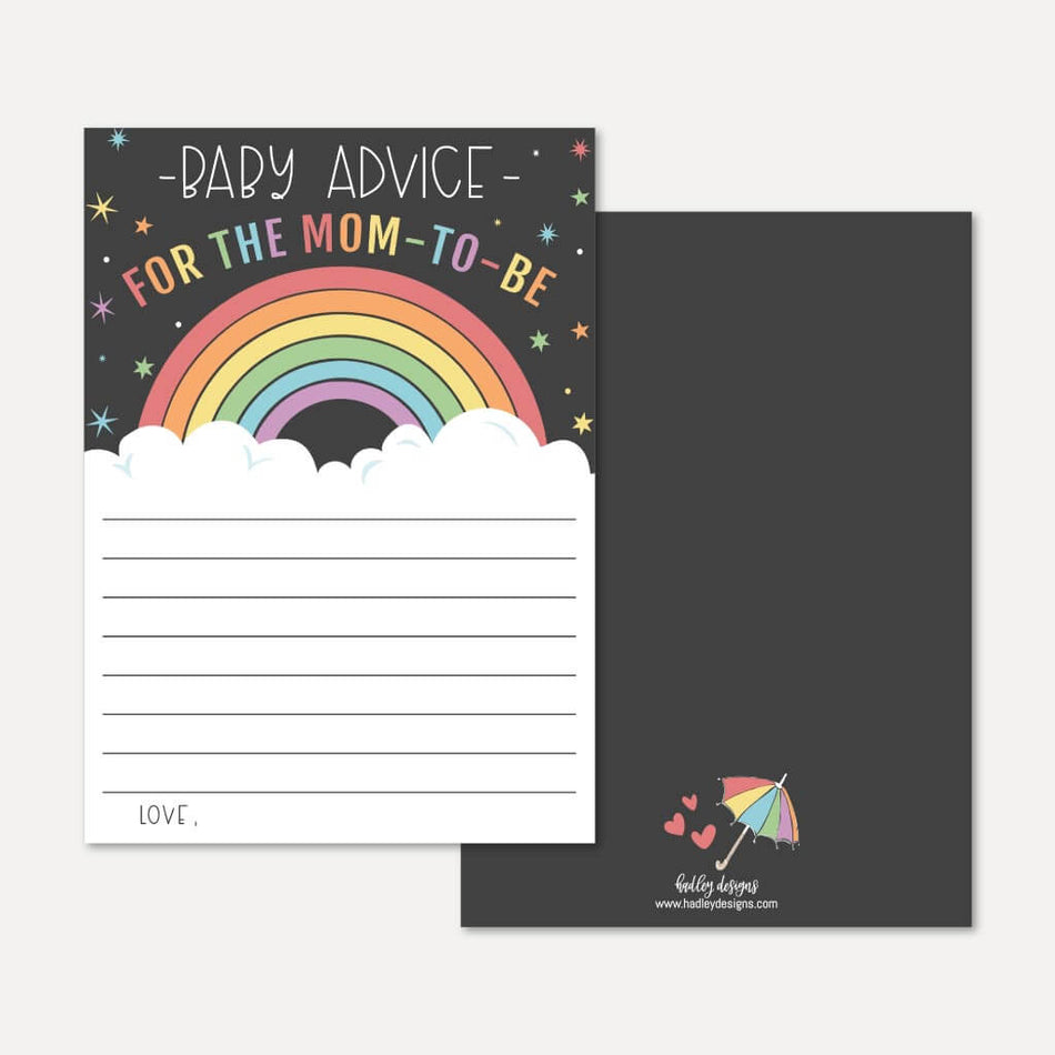 Rainbow Baby Shower Advice Card Printable Template