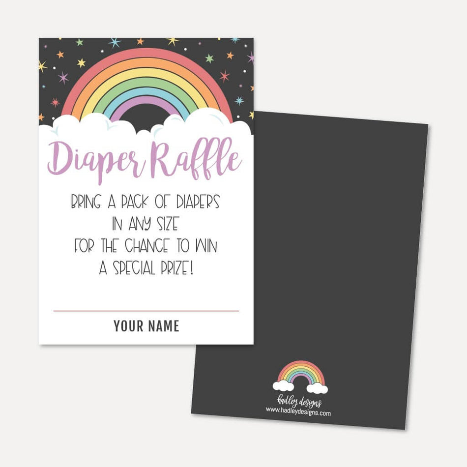 Printable Rainbow Baby Shower Diaper Raffle Template | Hadley Designs