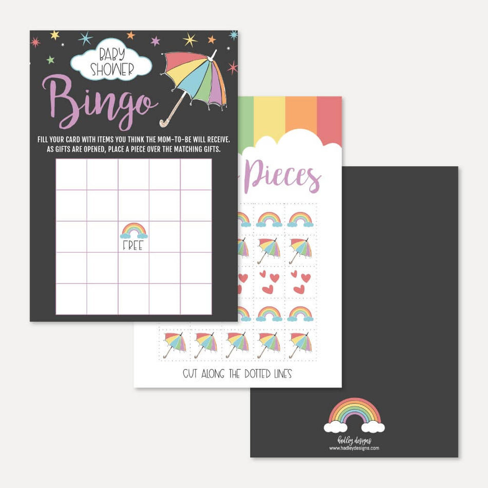 Rainbow Baby Shower Bingo Game Printable Template