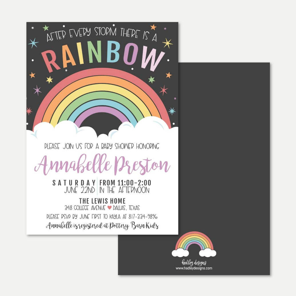Rainbow Baby Shower Invitation Printable Template