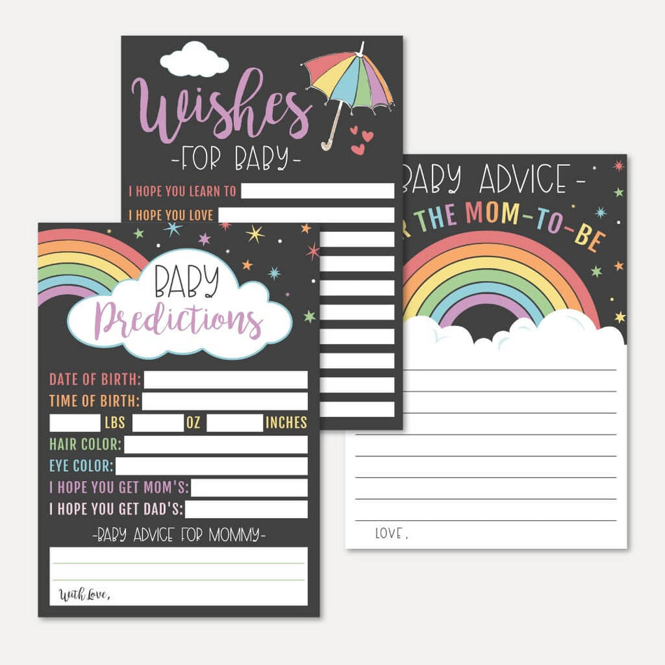 Rainbow Baby Shower Prediction Advice Wishes Bundle Printable Template