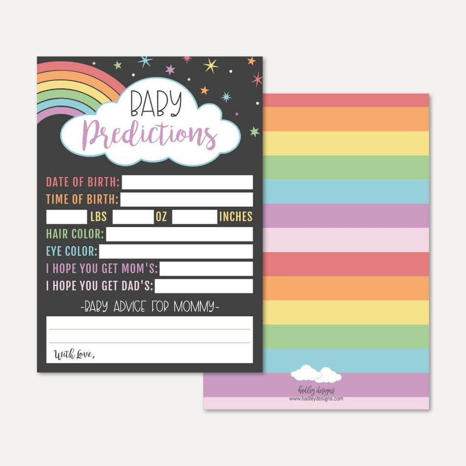 Rainbow Baby Shower Predictions Printable Template