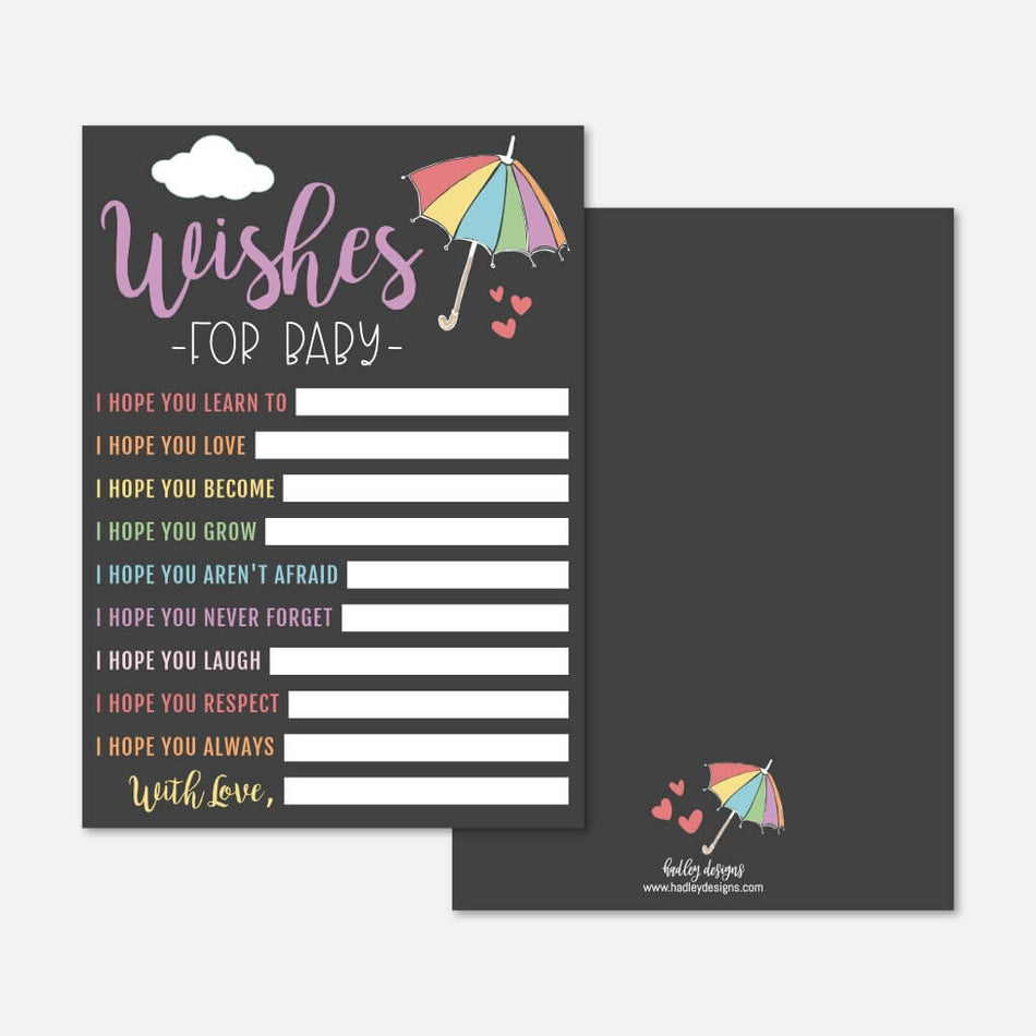Rainbow Baby Shower Wishes Card Printable Template