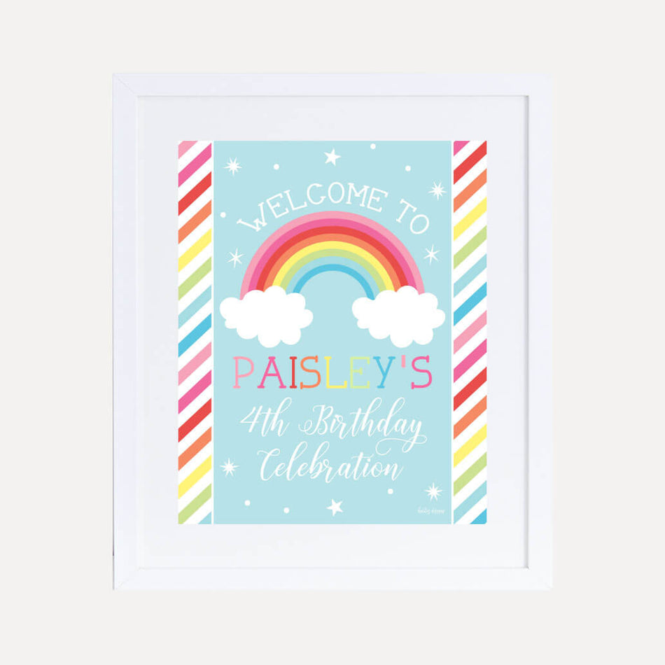 Rainbow Kids Party Welcome Sign Printable Template