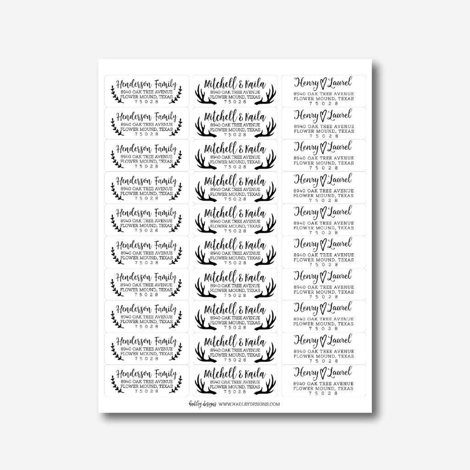 Printable Return Address Labels Templates Hadley Designs