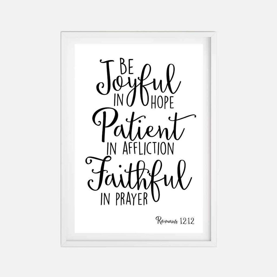 Romans 12 12 Wall Art Christian Home Decor Sign Printable Template