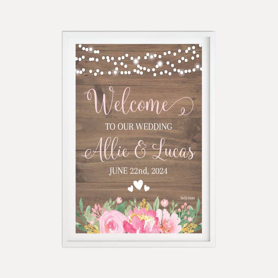 Printable Rustic Blush Floral Wedding Welcome Sign Template | Hadley ...
