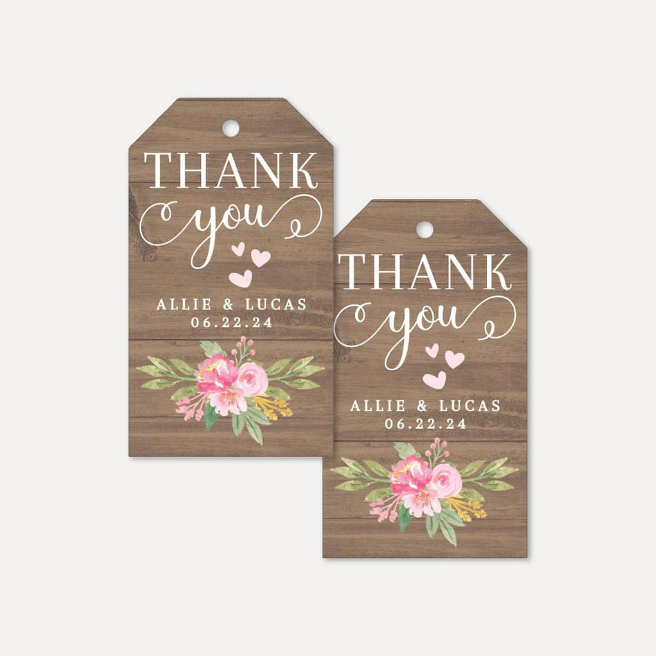 Printable Rustic Blush Floral Wedding Thank You Favor Tags Template ...