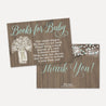 Wood Rustic Floral Boy Baby Shower Book Request Card Printable Template