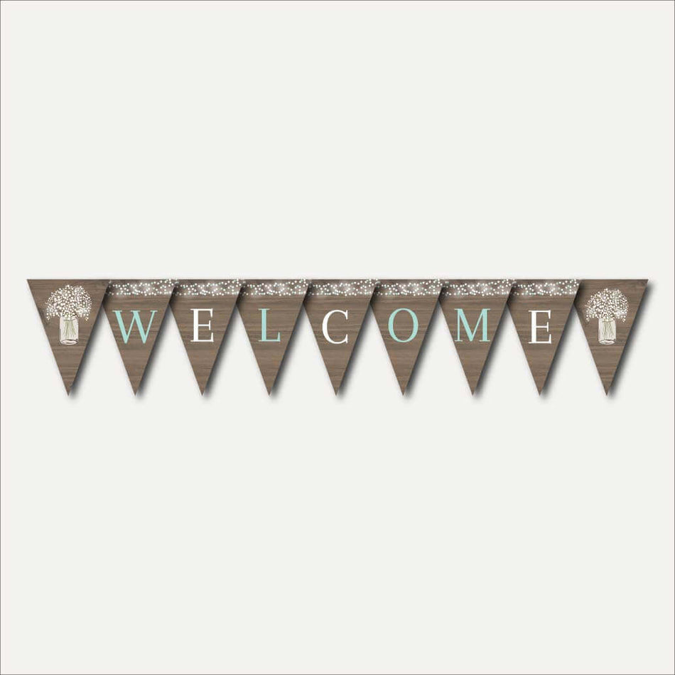 Wood Rustic Floral Boy Baby Shower Banner Printable Template