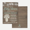 Wood Rustic Floral Boy Baby Shower Invitation Printable Template