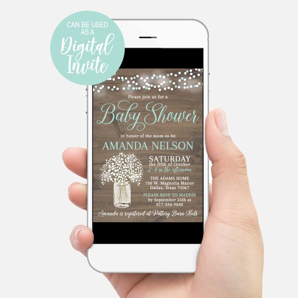 Printable Wood Rustic Floral Boy Baby Shower Invitation Suite Template ...