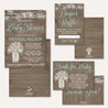 Wood Rustic Floral Boy Baby Shower Invitation Suite Printable Template