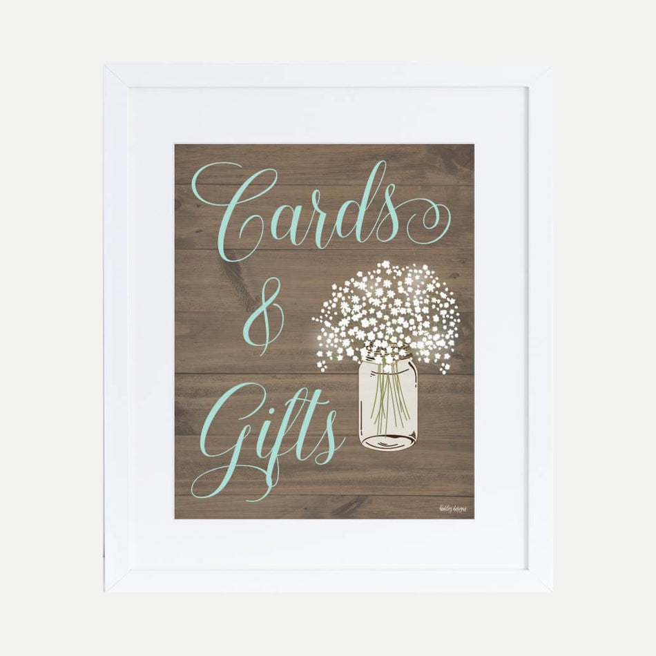 Wood Rustic Floral Boy Baby Shower Cards and Gifts Sign Printable Template