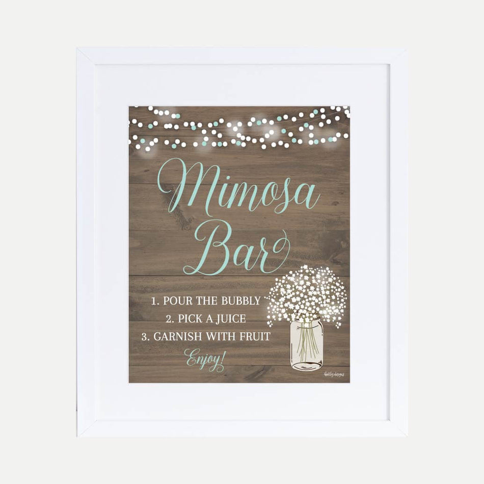 Wood Rustic Floral Boy Baby Shower Mimosa Sign Printable Template