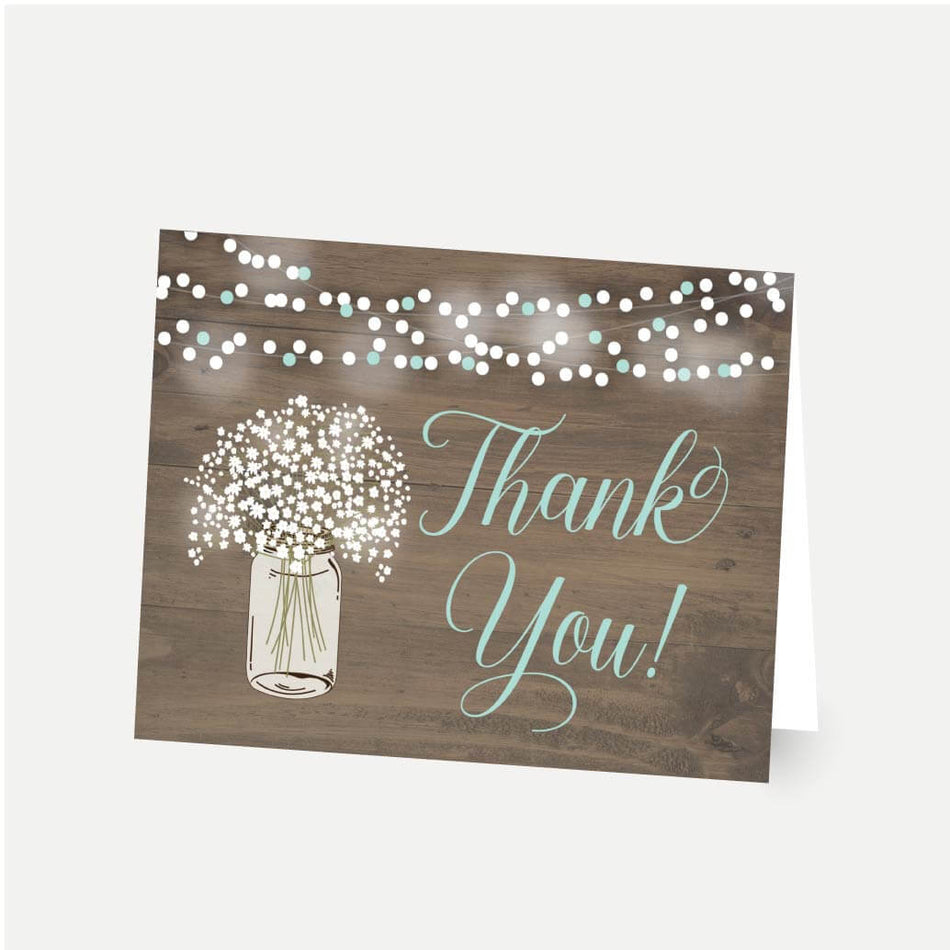 Wood Rustic Floral Boy Baby Shower Thank You Card Printable Template