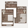 Wood Rustic Floral Girl Baby Shower Prediction Advice Wishes Bundle Printable Template