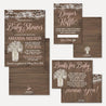 Wood Rustic Floral Girl Baby Shower Invitation Suite Printable Template