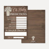 Wood Rustic Floral Girl Baby Shower Predictions Printable Template