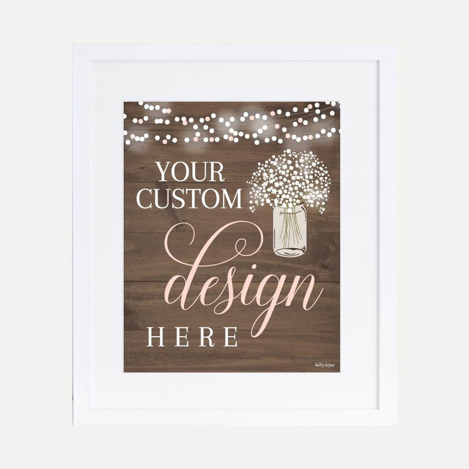 Wood Rustic Floral Girl Baby Shower Custom Sign Printable Template