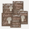 Wood Rustic Floral Girl Baby Shower Sign Bundle Printable Template