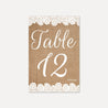Rustic Mason Jar Floral Lace and Burlap Wedding Table Numbers Printable Template